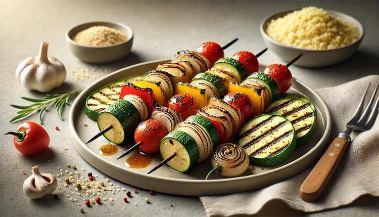 Grilled Vegetable Skewers with Aztec Spice Rub