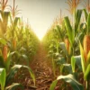 Lush golden cornfield with tall corn stalks in warm sunlight ready for harvest